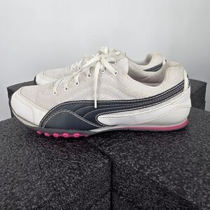 Puma Women's 8.5 Golf Shoes Spikeless White Black Pink 183908-02 Sneakers